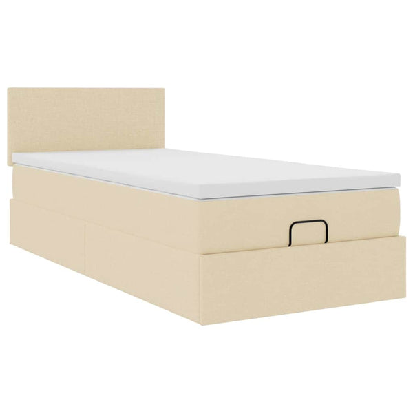 vidaXL Ottoman Bed with Mattress & LEDs Cream 80x200 cm Fabric