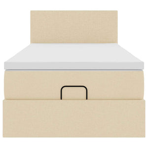 vidaXL Ottoman Bed with Mattress & LEDs Cream 80x200 cm Fabric