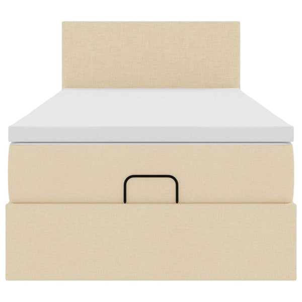 vidaXL Ottoman Bed with Mattress & LEDs Cream 80x200 cm Fabric
