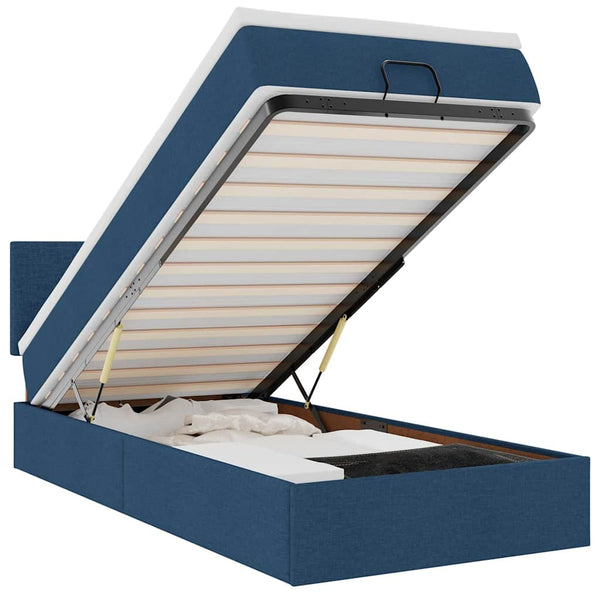 vidaXL Ottoman Bed with Mattress & LEDs Blue 80x200 cm Fabric