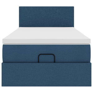 vidaXL Ottoman Bed with Mattress & LEDs Blue 80x200 cm Fabric