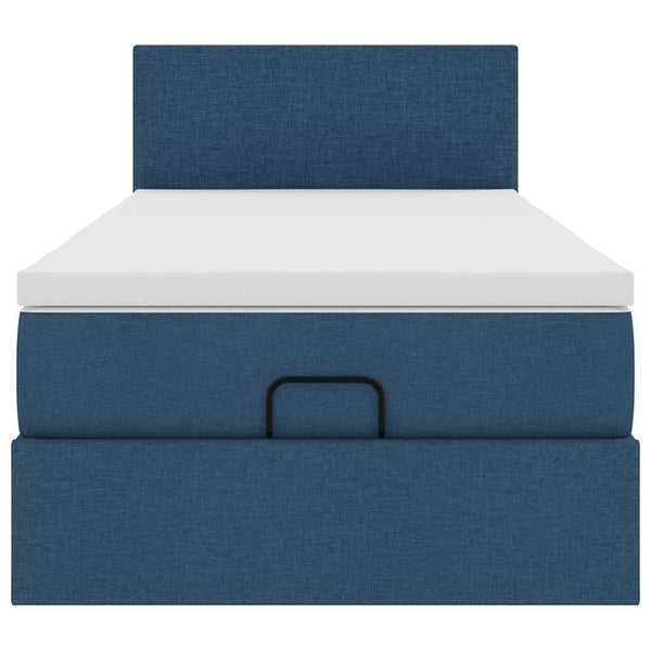 vidaXL Ottoman Bed with Mattress & LEDs Blue 80x200 cm Fabric