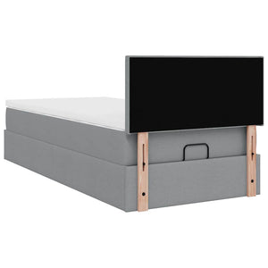 vidaXL Ottoman Bed with Mattress & LEDs Light Grey 90x190 cm Fabric