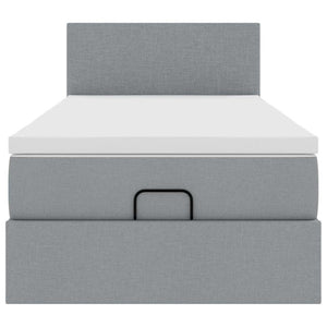vidaXL Ottoman Bed with Mattress & LEDs Light Grey 90x190 cm Fabric