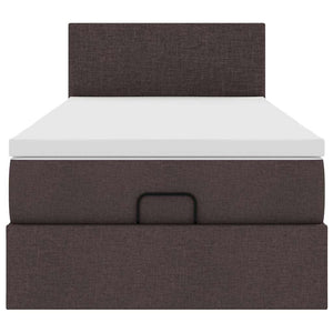 vidaXL Ottoman Bed with Mattress & LEDs Dark Brown 90x190 cm Fabric