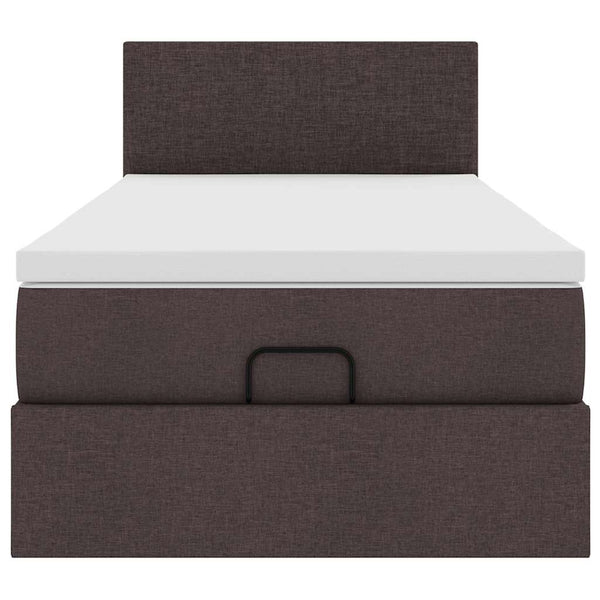 vidaXL Ottoman Bed with Mattress & LEDs Dark Brown 90x190 cm Fabric