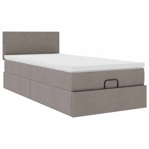 vidaXL Ottoman Bed with Mattress & LEDs Taupe 90x190 cm Fabric