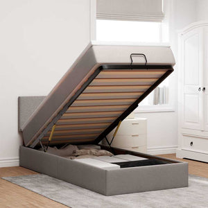 vidaXL Ottoman Bed with Mattress & LEDs Taupe 90x190 cm Fabric