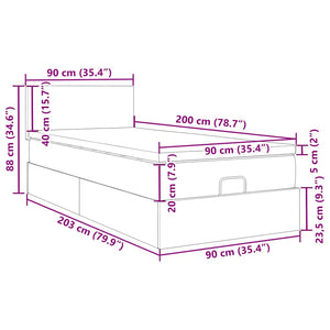 vidaXL Ottoman Bed with Mattress & LED Light Grey 90x200 cm Fabric