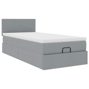 vidaXL Ottoman Bed with Mattress & LED Light Grey 90x200 cm Fabric