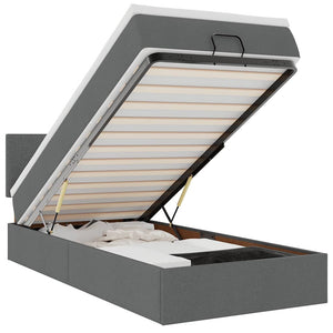 vidaXL Ottoman Bed with Mattress & LEDs Dark Grey 90x200 cm Fabric