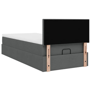vidaXL Ottoman Bed with Mattress & LEDs Dark Grey 90x200 cm Fabric