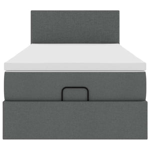 vidaXL Ottoman Bed with Mattress & LEDs Dark Grey 90x200 cm Fabric