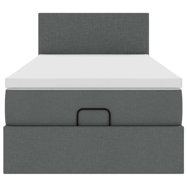 vidaXL Ottoman Bed with Mattress & LEDs Dark Grey 90x200 cm Fabric
