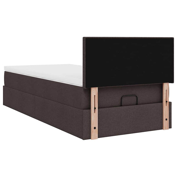 vidaXL Ottoman Bed with Mattress & LED Dark Brown 90x200 cm Fabric
