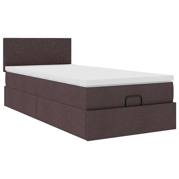 vidaXL Ottoman Bed with Mattress & LED Dark Brown 90x200 cm Fabric