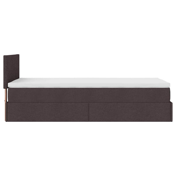 vidaXL Ottoman Bed with Mattress & LED Dark Brown 90x200 cm Fabric