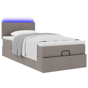 vidaXL Ottoman Bed with Mattress & LEDs Taupe 90x200 cm Fabric