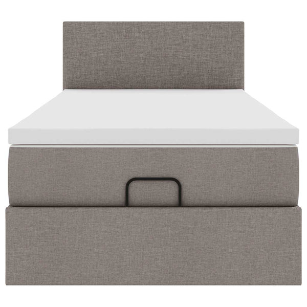 vidaXL Ottoman Bed with Mattress & LEDs Taupe 90x200 cm Fabric