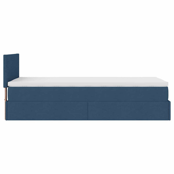 vidaXL Ottoman Bed with Mattress & LEDs Blue 90x200 cm Fabric