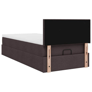 vidaXL Ottoman Bed with Mattress & LEDs Dark Brown 100x200 cm Fabric