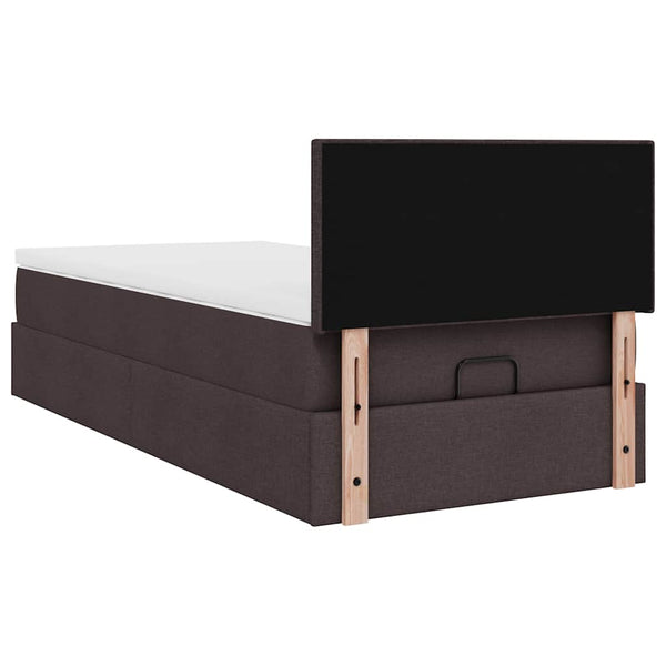 vidaXL Ottoman Bed with Mattress & LEDs Dark Brown 100x200 cm Fabric