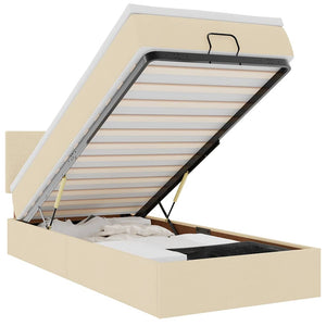 vidaXL Ottoman Bed with Mattress & LEDs Cream 100x200 cm Fabric
