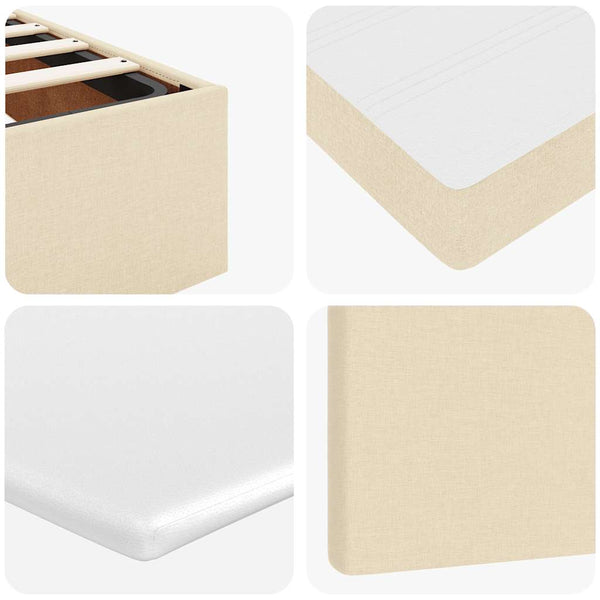 vidaXL Ottoman Bed with Mattress & LEDs Cream 100x200 cm Fabric