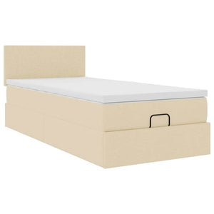 vidaXL Ottoman Bed with Mattress & LEDs Cream 100x200 cm Fabric