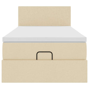 vidaXL Ottoman Bed with Mattress & LEDs Cream 100x200 cm Fabric