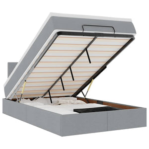 vidaXL Ottoman Bed with Mattress & LED Light Grey 120x190 cm Fabric