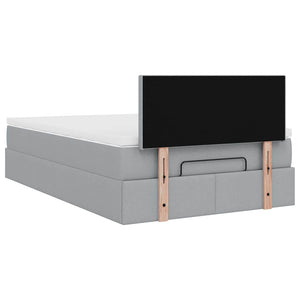 vidaXL Ottoman Bed with Mattress & LED Light Grey 120x190 cm Fabric