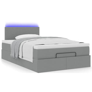 vidaXL Ottoman Bed with Mattress & LED Light Grey 120x190 cm Fabric