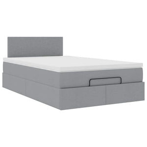 vidaXL Ottoman Bed with Mattress & LED Light Grey 120x190 cm Fabric