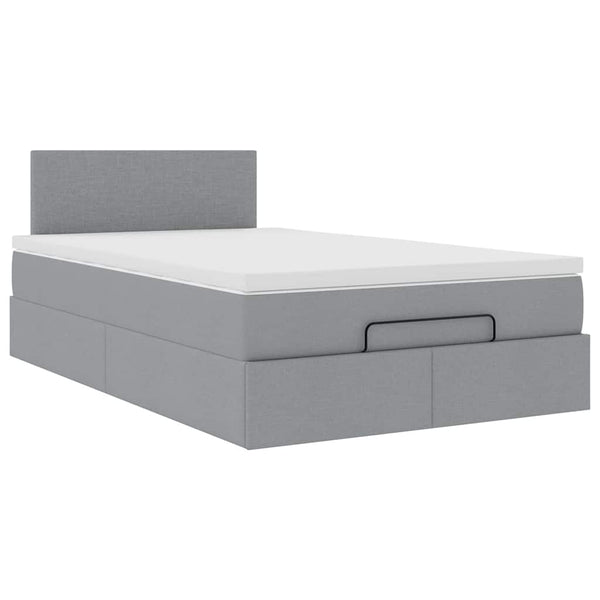 vidaXL Ottoman Bed with Mattress & LED Light Grey 120x190 cm Fabric