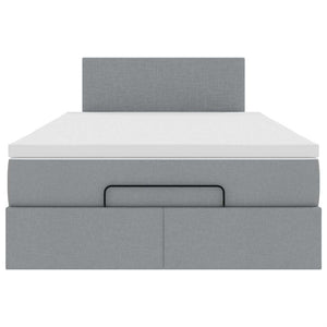 vidaXL Ottoman Bed with Mattress & LED Light Grey 120x190 cm Fabric
