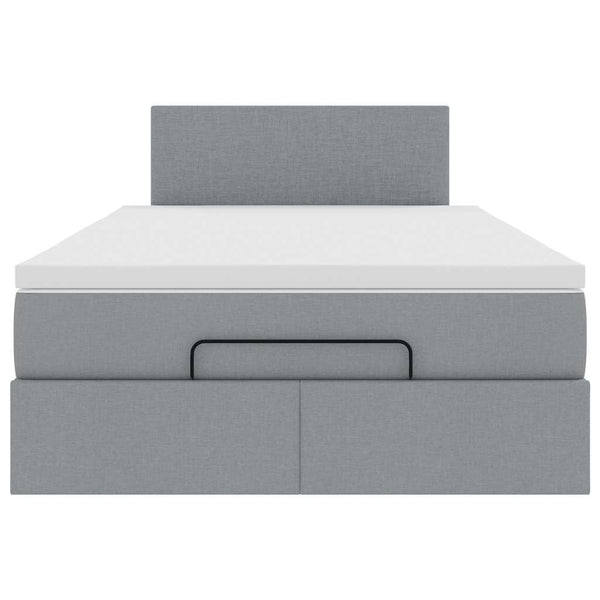 vidaXL Ottoman Bed with Mattress & LED Light Grey 120x190 cm Fabric