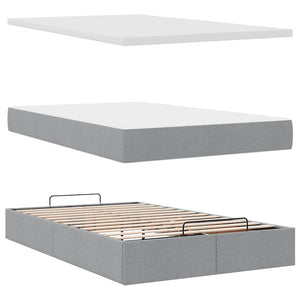 vidaXL Ottoman Bed with Mattress & LED Light Grey 120x190 cm Fabric