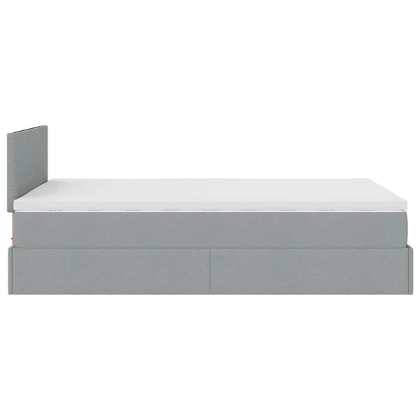 vidaXL Ottoman Bed with Mattress & LED Light Grey 120x190 cm Fabric
