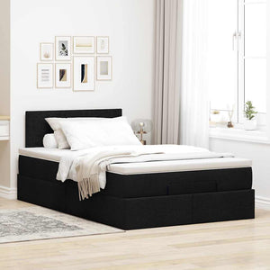 vidaXL Ottoman Bed with Mattress & LED Black 120x190 cm Fabric