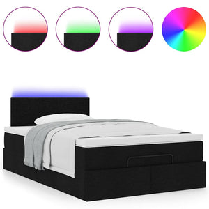 vidaXL Ottoman Bed with Mattress & LED Black 120x190 cm Fabric