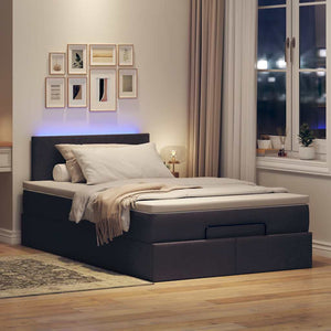 vidaXL Ottoman Bed with Mattress & LED Dark Brown 120x190 cm Fabric