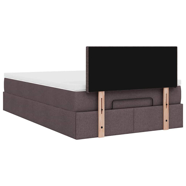 vidaXL Ottoman Bed with Mattress & LED Dark Brown 120x190 cm Fabric