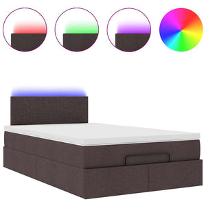 vidaXL Ottoman Bed with Mattress & LED Dark Brown 120x190 cm Fabric