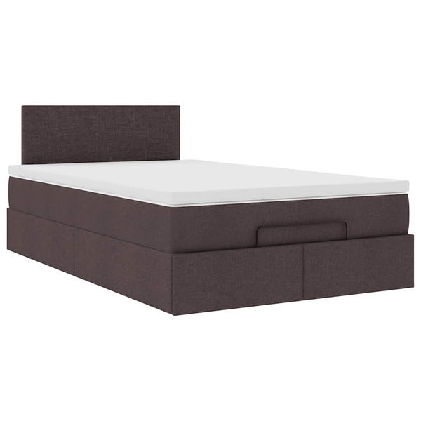 vidaXL Ottoman Bed with Mattress & LED Dark Brown 120x190 cm Fabric