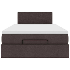 vidaXL Ottoman Bed with Mattress & LED Dark Brown 120x190 cm Fabric