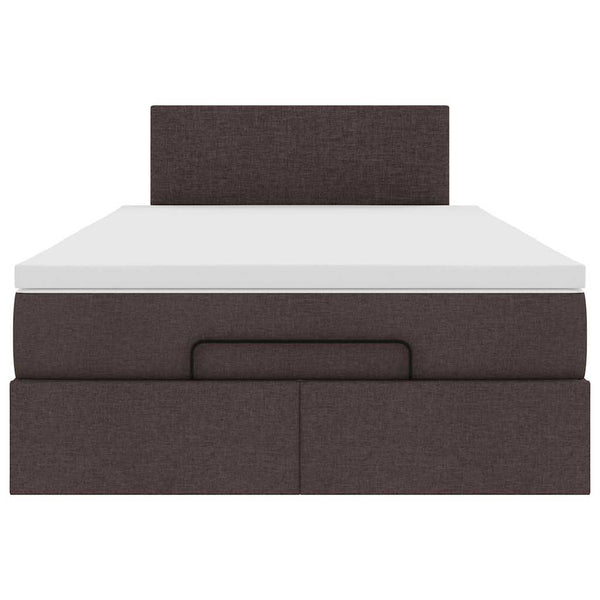 vidaXL Ottoman Bed with Mattress & LED Dark Brown 120x190 cm Fabric