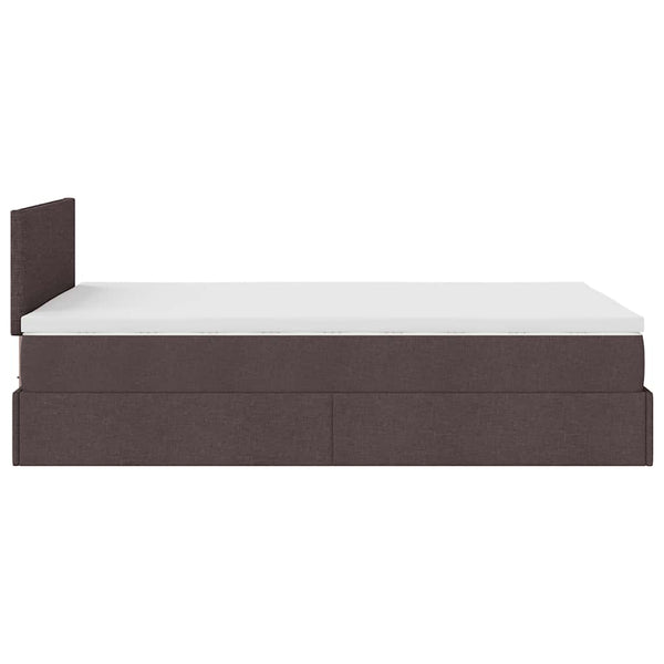 vidaXL Ottoman Bed with Mattress & LED Dark Brown 120x190 cm Fabric