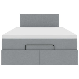 vidaXL Ottoman Bed with Mattress & LEDs Light Gray 120x200 cm Fabric