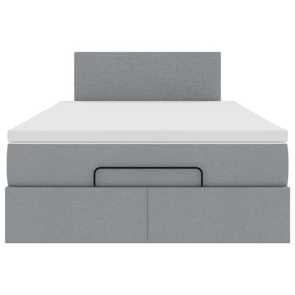 vidaXL Ottoman Bed with Mattress & LEDs Light Gray 120x200 cm Fabric